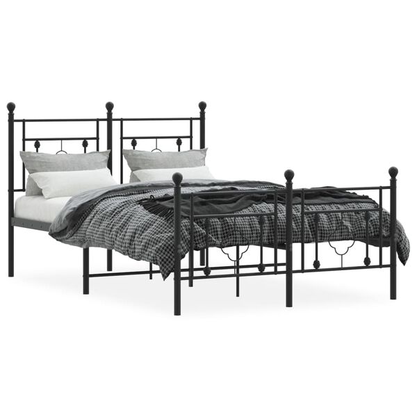 vidaXL Cadre de lit m&eacute;tal sans matelas avec pied de lit noir 120x200cm