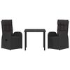 vidaXL Ensemble de salle &agrave; manger pour jardin 3 pcs Noir polyrotin