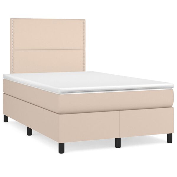vidaXL Sommier &agrave; lattes de lit avec matelas LED cappuccino 120x190 cm