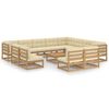 vidaXL Salon de jardin 13 pcs avec coussins Marron miel Bois de pin