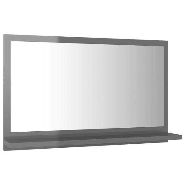 vidaXL Miroir de salle de bain Gris brillant 60x10,5x37 cm Agglom&eacute;r&eacute;