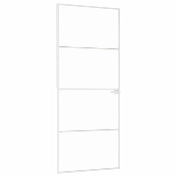 vidaXL Porte d'int&eacute;rieur Blanc 83x201,5 cm Tremp&eacute; verre aluminium fin