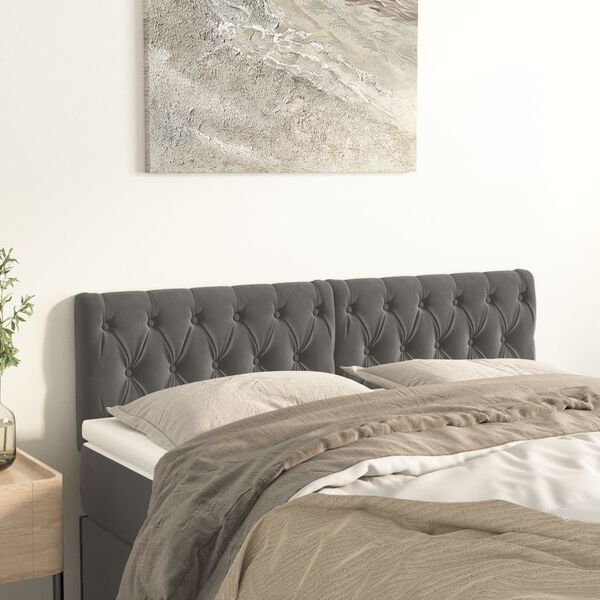 vidaXL T&ecirc;tes de lit 2 pcs Gris fonc&eacute; 80x7x78/88 cm Velours