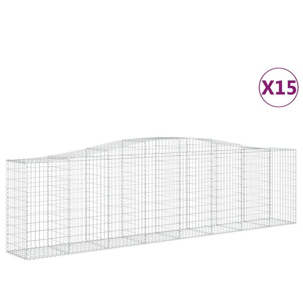 vidaXL Paniers &agrave; gabions arqu&eacute;s 15 pcs 400x50x100/120 cm Fer galvanis&eacute;