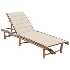 vidaXL Chaise longue de jardin avec coussin Bambou