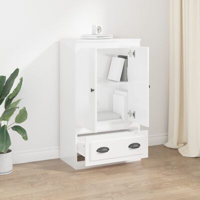 vidaXL Buffet haut blanc brillant 60x35,5x103,5 cm bois d'ingénierie