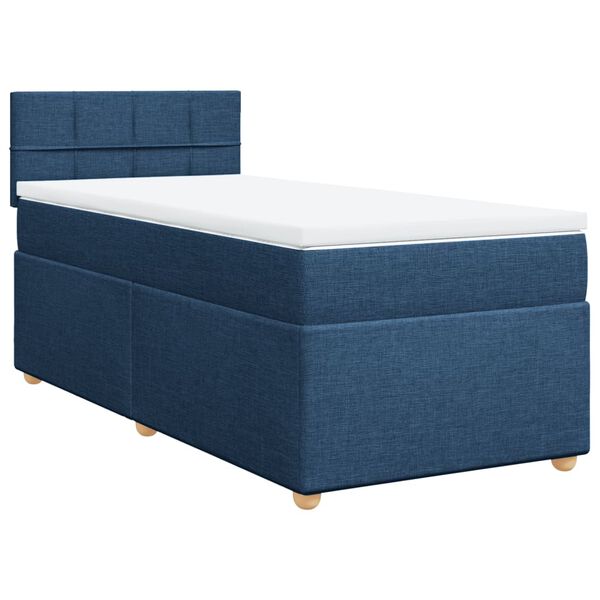 vidaXL Sommier à lattes de lit avec matelas Bleu 80x200 cm Tissu