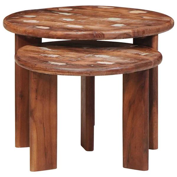 vidaXL Tables basses gigognes 2 pcs Multicolore Bois massif recycl&eacute;