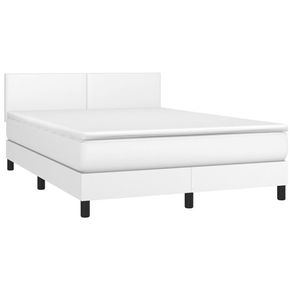 vidaXL Sommier &agrave; lattes de lit avec matelas et LED Blanc 140x190 cm
