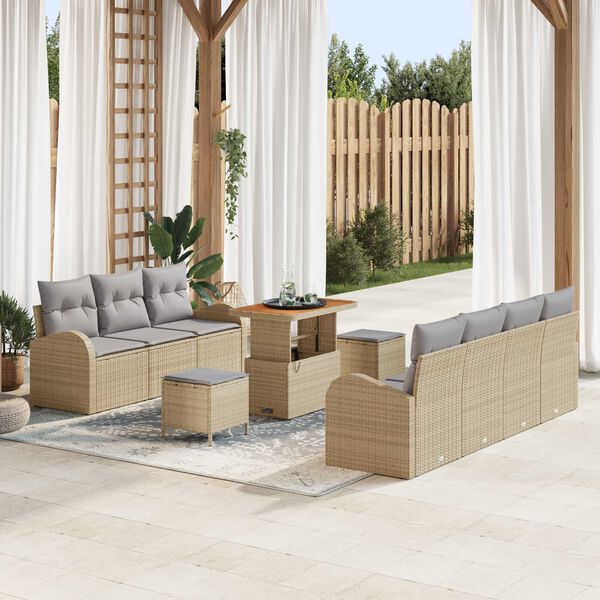vidaXL Ensemble de canap&eacute; de jardin 10 pcs Beige et Gris clair