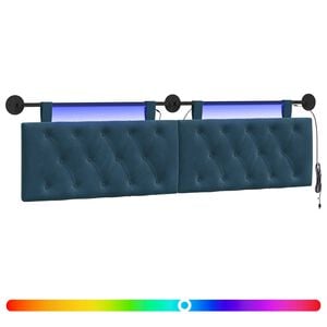 vidaXL T&ecirc;te de lit suspendue Avec lumi&egrave;re LED Bleu Velours