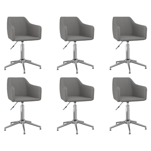 vidaXL Chaises pivotantes &agrave; manger lot de 6 Gris clair Tissu