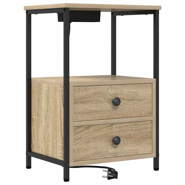 vidaXL Cabinet de chevet avec tiroir Ch&ecirc;ne Sonoma 40 x 31 x 60 cm