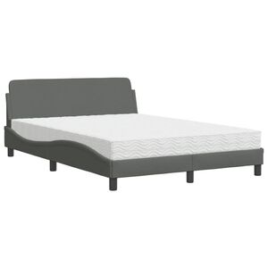 vidaXL Lit avec matelas Dover gris fonc&eacute; 140x190 cm tissu
