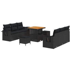 vidaXL Ensemble de canap&eacute; de jardin 9 pc 6-Nombre de places Noir