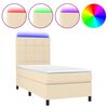 vidaXL Sommier &agrave; lattes de lit et matelas et LED Cr&egrave;me 90x200 cm Tissu