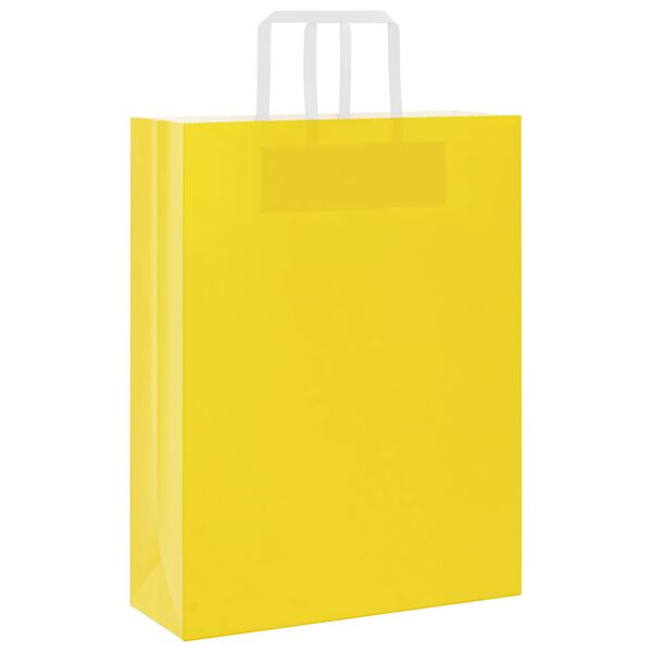 vidaXL Sacs en papier 50 pcs avec poign&eacute;es jaune 32x12x42 cm