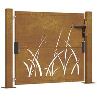 vidaXL Portail de jardin 105x105 cm acier corten conception d'herbe