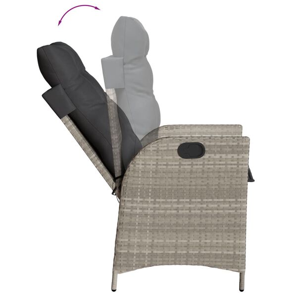 vidaXL Ensemble &agrave; manger de jardin et coussins 7 pcs gris clair rotin