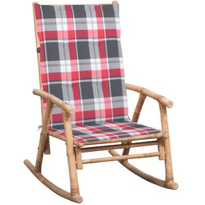vidaXL Chaise &agrave; bascule avec coussin Bambou