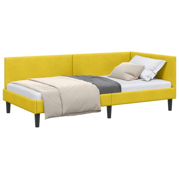 vidaXL Cadre de lit d'angle Jaune 80 cm x 200 cm VeloursetContreplaqu&eacute;