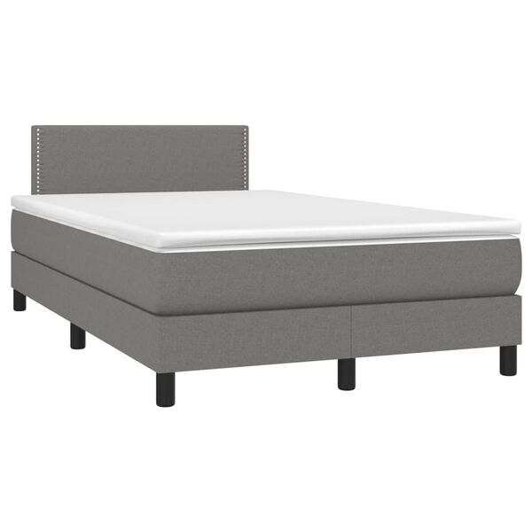vidaXL Sommier &agrave; lattes de lit matelas LED gris fonc&eacute; 120x190 cm tissu