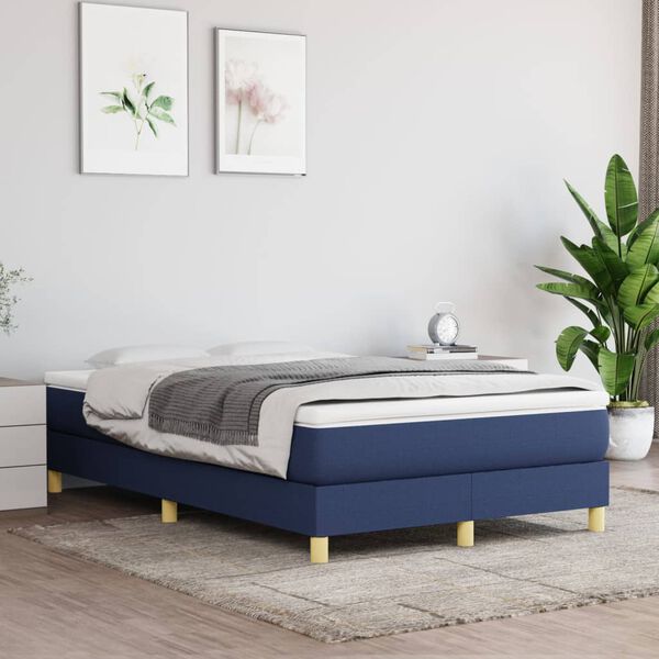 vidaXL Sommier &agrave; lattes de lit avec matelas Bleu 120x200 cm Tissu