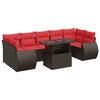 vidaXL Salon de jardin 8pcs avec coussins marron r&eacute;sine tress&eacute;e acacia