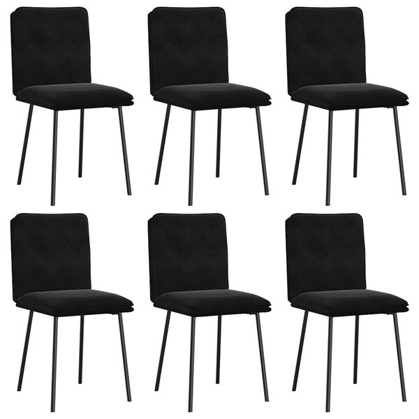 vidaXL Chaises &agrave; manger lot de 6 noir velours