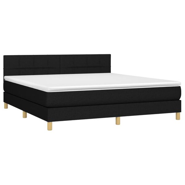 vidaXL Sommier &agrave; lattes de lit avec matelas Noir 180x200 cm Tissu