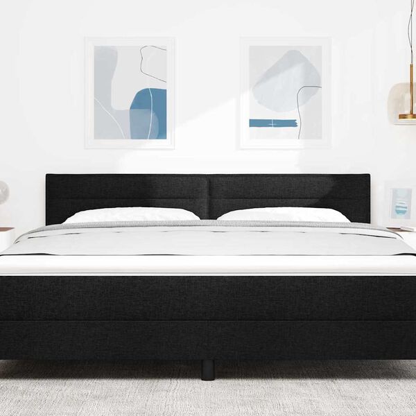 vidaXL T&ecirc;te de lit LED avec des lumi&egrave;res &agrave; LED Noir 180 cm Polyester