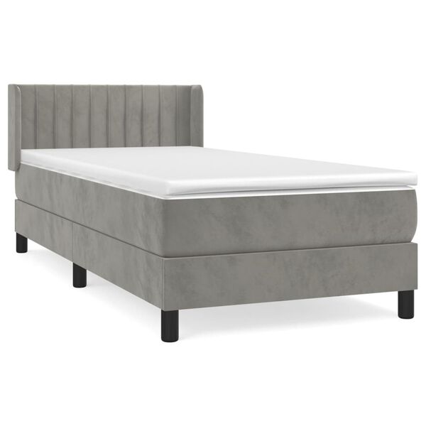 vidaXL Sommier &agrave; lattes de lit et matelas Gris clair 80x200 cm Velours