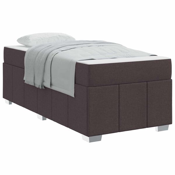 vidaXL Cadre de lit avec matelas Marron fonc&eacute; 90 x 190 cm tissu