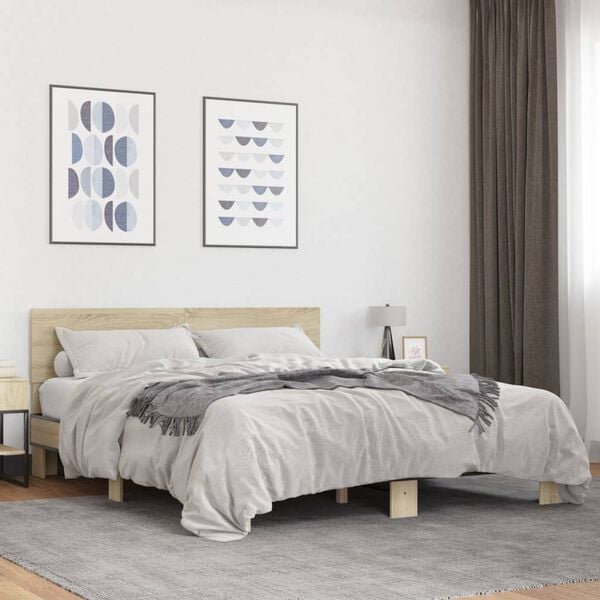 vidaXL Cadre de lit sans matelas chêne sonoma 160x200 cm