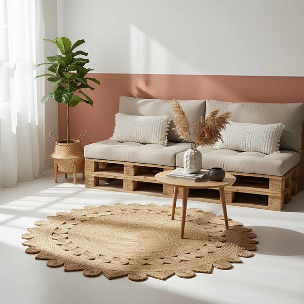 vidaXL Tapis de surface Rectangulaire Marron &Oslash; 210 cm Jute