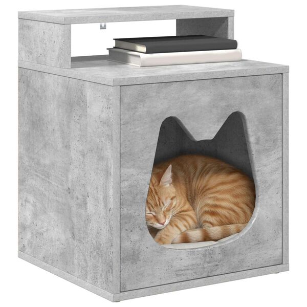 vidaXL Maison pour chat B&eacute;ton 42,5 x 40 x 53,5 cm Bois d'ing&eacute;nierie