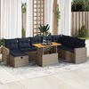 vidaXL Salon de jardin avec coussins 9 pcs gris r&eacute;sine tress&eacute;e acacia