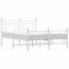 vidaXL Cadre de lit m&eacute;tal sans matelas et pied de lit blanc 135x190 cm