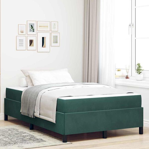 vidaXL Cadre de lit avec matelas Vert fonc&eacute; 120 x 190 cm tissu