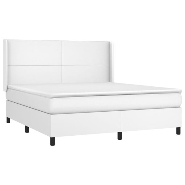 vidaXL Sommier &agrave; lattes de lit avec matelas Blanc 180x200cm Similicuir
