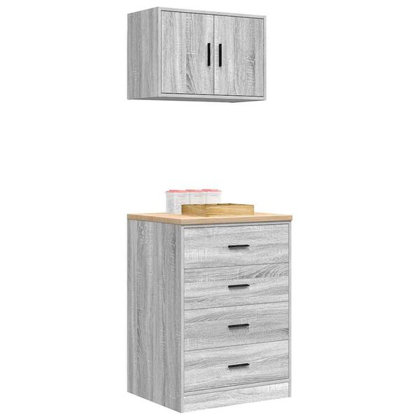 vidaXL Armoires de garage 2 pcs sonoma gris bois d'ing&eacute;nierie