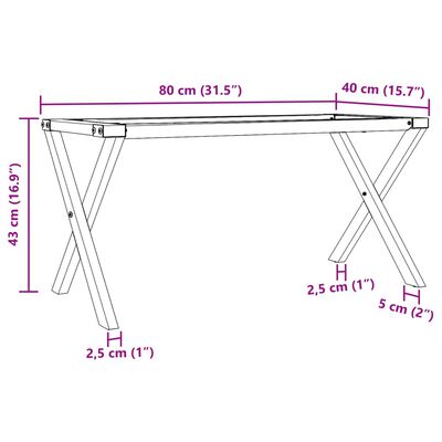 vidaXL Pieds de table basse cadre en X 80x40x43 cm fonte