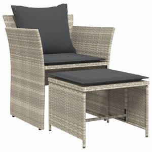vidaXL Chaise de jardin avec tabouret gris clair r&eacute;sine tress&eacute;e