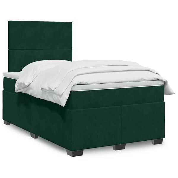 vidaXL Sommier &agrave; lattes de lit avec matelas vert fonc&eacute; 120x190 cm