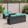 vidaXL Salon de jardin avec coussins 6pcs noir r&eacute;sine tress&eacute;e acacia