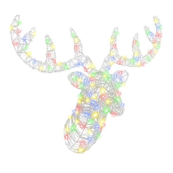 vidaXL T&ecirc;te de Renne avec 140 LED color&eacute; 60 cm Acrylique