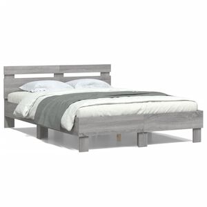 vidaXL Cadre de lit sans matelas sonoma gris 135x190 cm
