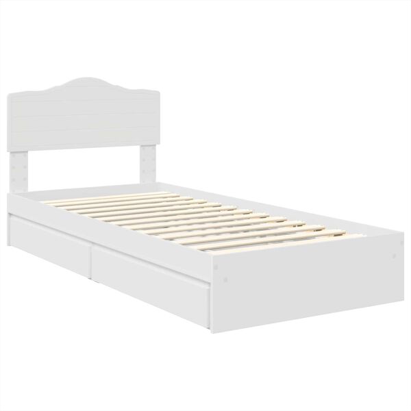vidaXL Lit de Rangement Blanc 90 x 190 cm Bois d'ing&eacute;nierie