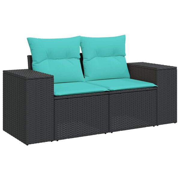 vidaXL Salon de jardin 6 pcs avec coussins noir r&eacute;sine tress&eacute;e