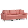 vidaXL Canap&eacute; 3 places oreillers et coussins Rose 180 cm Velours